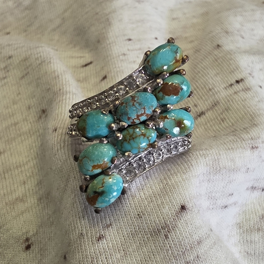 Royston Turquoise Cambodian Zircon Ring - Size 5 - TGW 3.70 cts